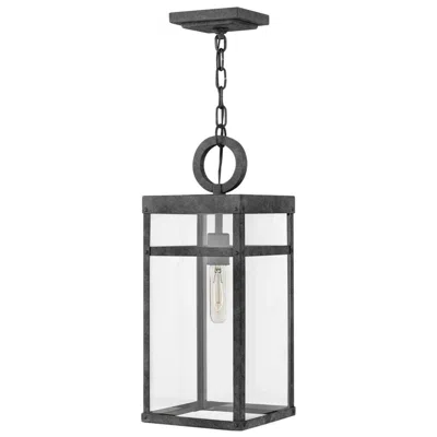 Hinkley Porter 19" High Aged Zinc Outdoor Hanging Light