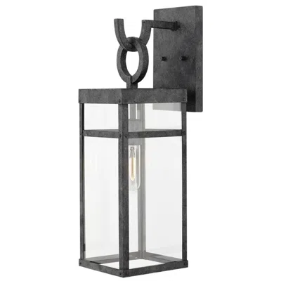 Hinkley Porter 22" High Aged Zinc Rectangular Glass Outdoor Wall Light