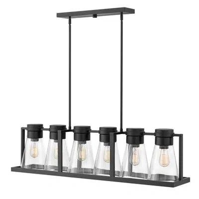 Hinkley Refinery 6 - Light Kitchen Island Linear Pendant In Clear,black