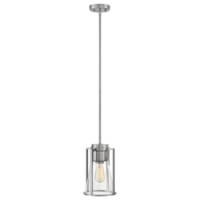 Hinkley Refinery 7 3/4" Wide Nickel With Clear Shade Mini Pendant