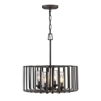 Hinkley Reid 4 - Light Lantern Drum Chandelier In Brushed Graphite