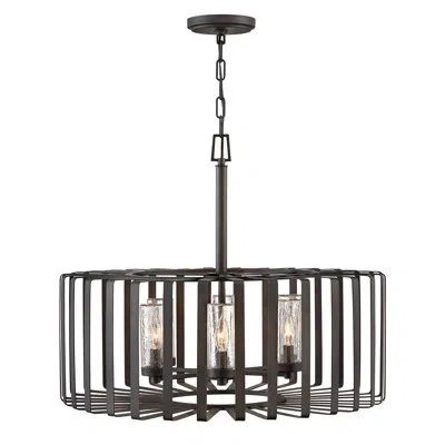 Hinkley Reid 6 - Light Lantern Drum Chandelier In Brushed Graphite