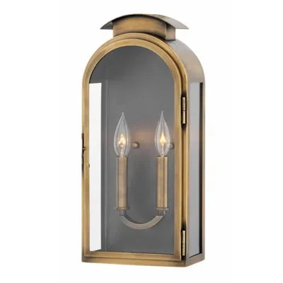 Hinkley Rowley 2-light Brass Outdoor Heritage Wall Mount Lantern In Antique Brass