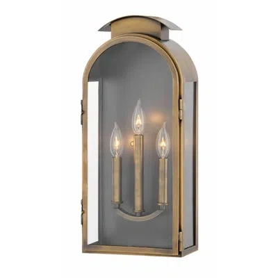 Hinkley Rowley 3-light Brass Outdoor Heritage Wall Mount Lantern In Antique Brass