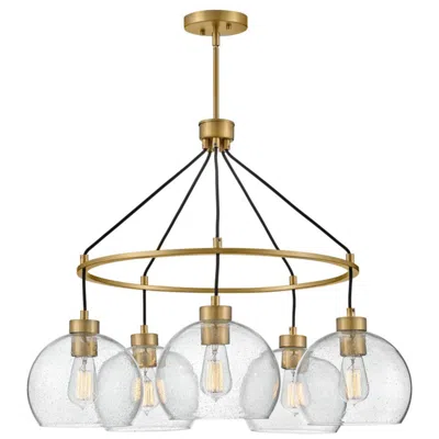 Hinkley Rumi 30" Wide Lacquered Brass And Glass Ring Chandelier