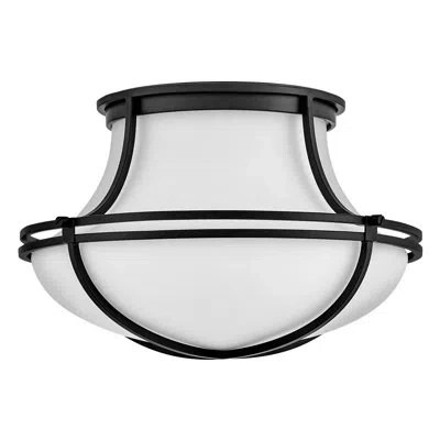 Hinkley Saddler 15.25" Three-light Flush Mount Teardrop Ceiling Light In Black