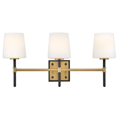 Hinkley Saunders 23" Wide Black And Brass 3-light Bath Light