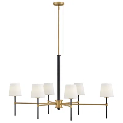 Hinkley Saunders 45" Wide Black And Brass 6-light Linear Chandelier