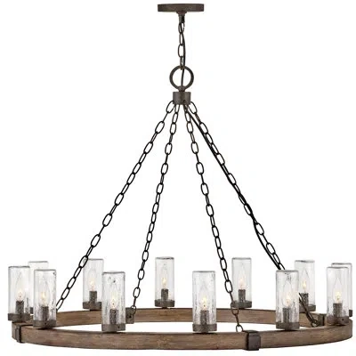 Hinkley Sawyer 12 - Bulb 28.5" H Integrated Led Outdoor Chandelier In Sequoia