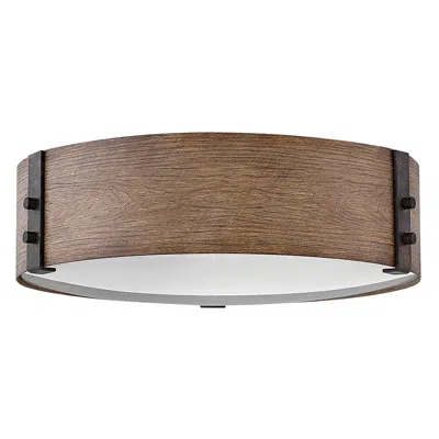 Hinkley Sawyer 15"w Sequoia Faux Wood Outdoor Ceiling Light