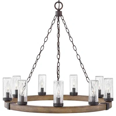 Hinkley Sawyer 30" Nine-light 12v Outdoor Candle Chandelier - Leds Included In Sequoia