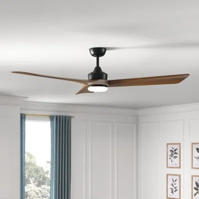 Hinkley Sculpt 60" Led Fan In Matte Black,walnut