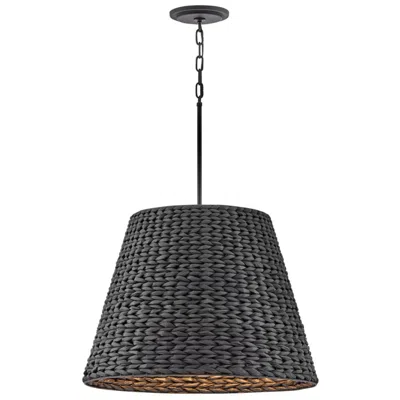 Hinkley Seabrook 24" Wide Black Seagrass Shade Pendant Chandelier