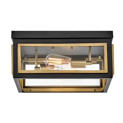 Hinkley Shaw Glass Flush Mount In Black,transparent