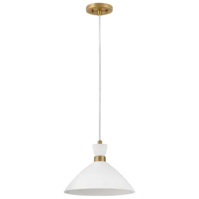 Hinkley Simon 13" Wide Matte White With Brass Pendant Light