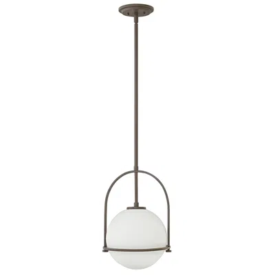 Hinkley Somerset 11 1/2" Buckeye Bronze Opal Glass Mini Pendant Light