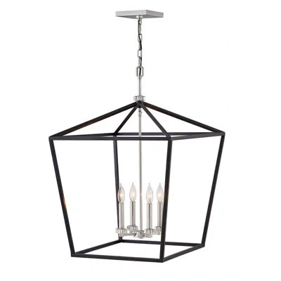 Hinkley Stinson 4 - Light Lantern Geometric Chandelier With Crystal Accents In Black