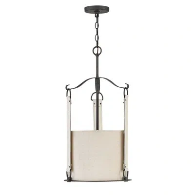 Hinkley Telluride 3 - Light Shaded Drum Chandelier In Brushed Graphite;brushed Graphite