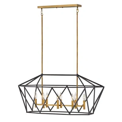 Hinkley Theory 40" Eight-light Candle Linear Chandelier In Aged Zinc
