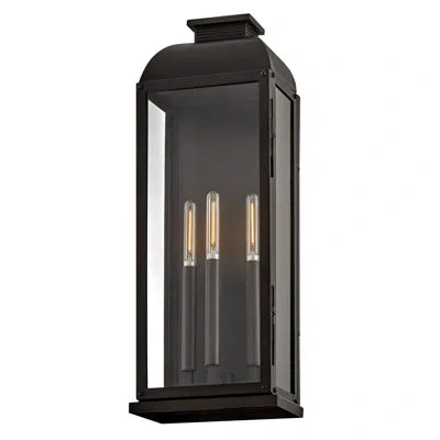 Hinkley Tiverton 24" Three-light Outdoor Wall Mount Lantern In Dark Oxidized Brass