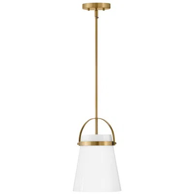 Hinkley Tori 9" Wide Lacquered Brass And Opal Glass Mini Pendant Light