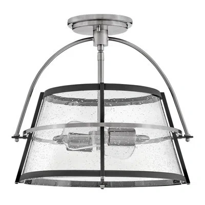 Hinkley Tournon Glass Semi Flush Mount In Brushed Nickel