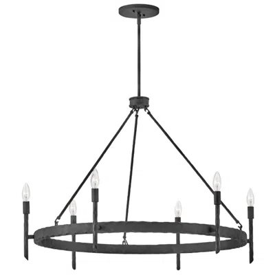 Hinkley Tress 36 1/4"w Forged Iron 6-light Ring Chandelier