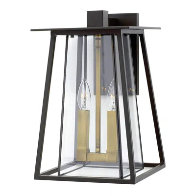 Hinkley Walker 15"h Buckeye Bronze And Brass Led Outdoor Wall Light