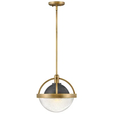Hinkley Watson 12" Wide Brass And Seeded Glass Modern Globe Pendant