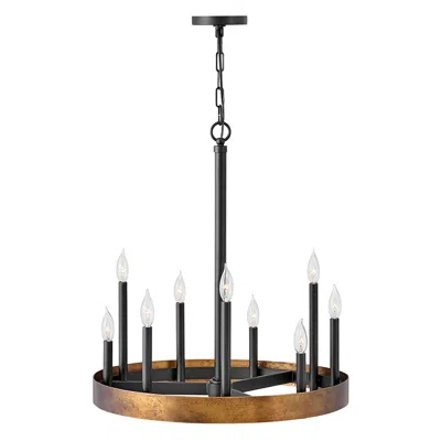 Hinkley Wells 24" Wide Weathered Brass And Black 9-light Chandelier