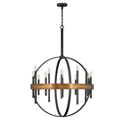 Hinkley Wells 30" Twelve-light Candle Orb Chandelier In Weathered Brass