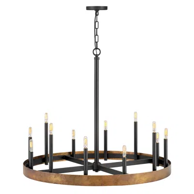 Hinkley Wells 35 3/4" Brass 12-light Modern Wagon Wheel Chandelier