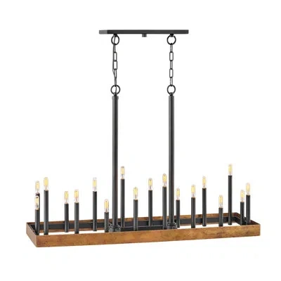 Hinkley Wells 45.25" Eighteen-light Candle Linear Chandelier In Weathered Brass;weathered Brass