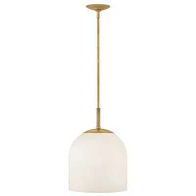 Hinkley Willa 12" Wide Heritage Brass And White Glass Modern Pendant