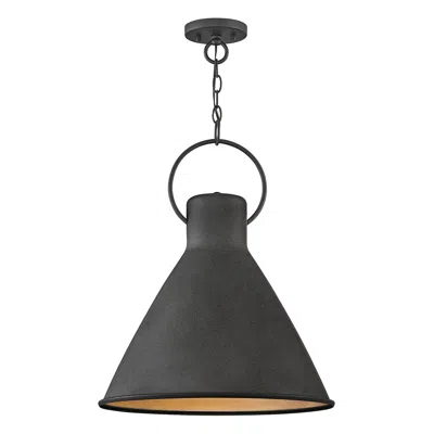 Hinkley Winnie 18" Wide Aged Zinc Black Cone Pendant Light