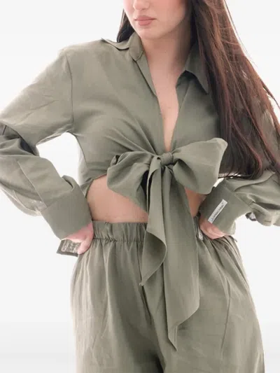Hinnominate Bow-tie Long-sleeved Top In Green