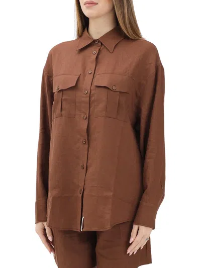 Hinnominate Brown Flap Viscose-blend Shirt