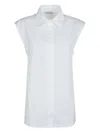 Hinnominate Cap-sleeve Cotton Shirt In White