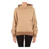 Hinnominate Chic Oversized Cotton Hoodie With Ruffled Sleeves In Neutral