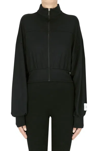 Hinnominate Cropped Zippered Sweatshirt In Black