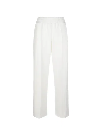 Hinnominate Elasticated-waistband Straight-leg Trousers In White
