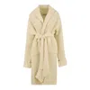 Hinnominate Elegant Pearl Ribbed Knit Cardigan With Belt In Neutral