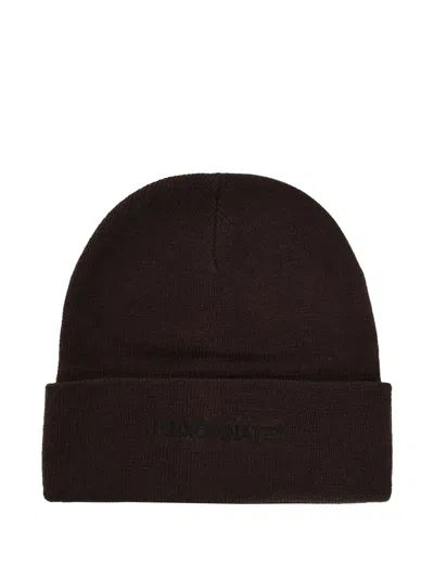 Hinnominate Embroidered-logo Beanie Hat In Brown