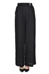 Hinnominate Linen And Viscose Wide Leg Trousers In Black