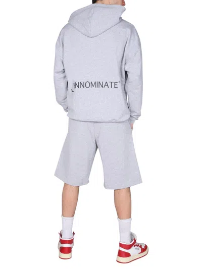 Hinnominate Logo Cotton Bermuda Shorts In Gray