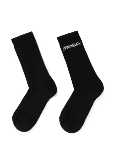 Hinnominate Logo-embroidered Ribbed Socks In Black