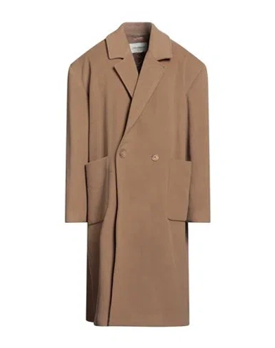 Hinnominate Man Coat Camel Size Xs Polyester, Viscose, Elastane In Beige