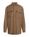 Hinnominate Man Shirt Camel Size Xl Polyester, Viscose, Elastane In Multi