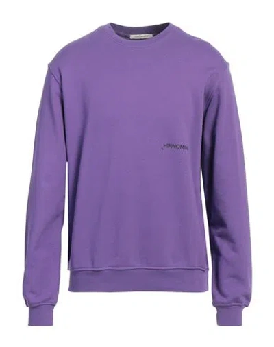 Hinnominate Man Sweatshirt Purple Size M Cotton, Elastane