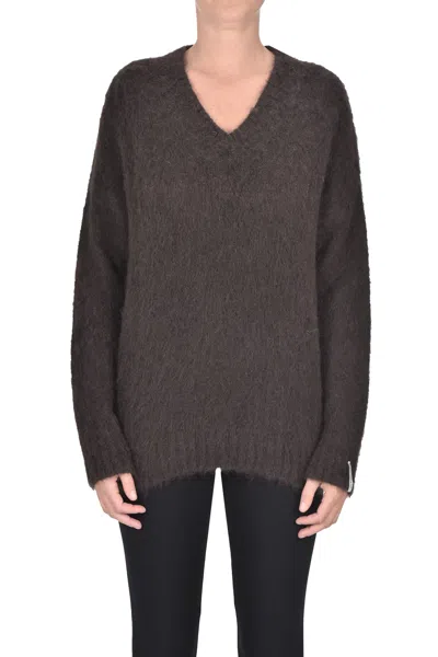 Hinnominate Mohair-blend Pullover In Brown